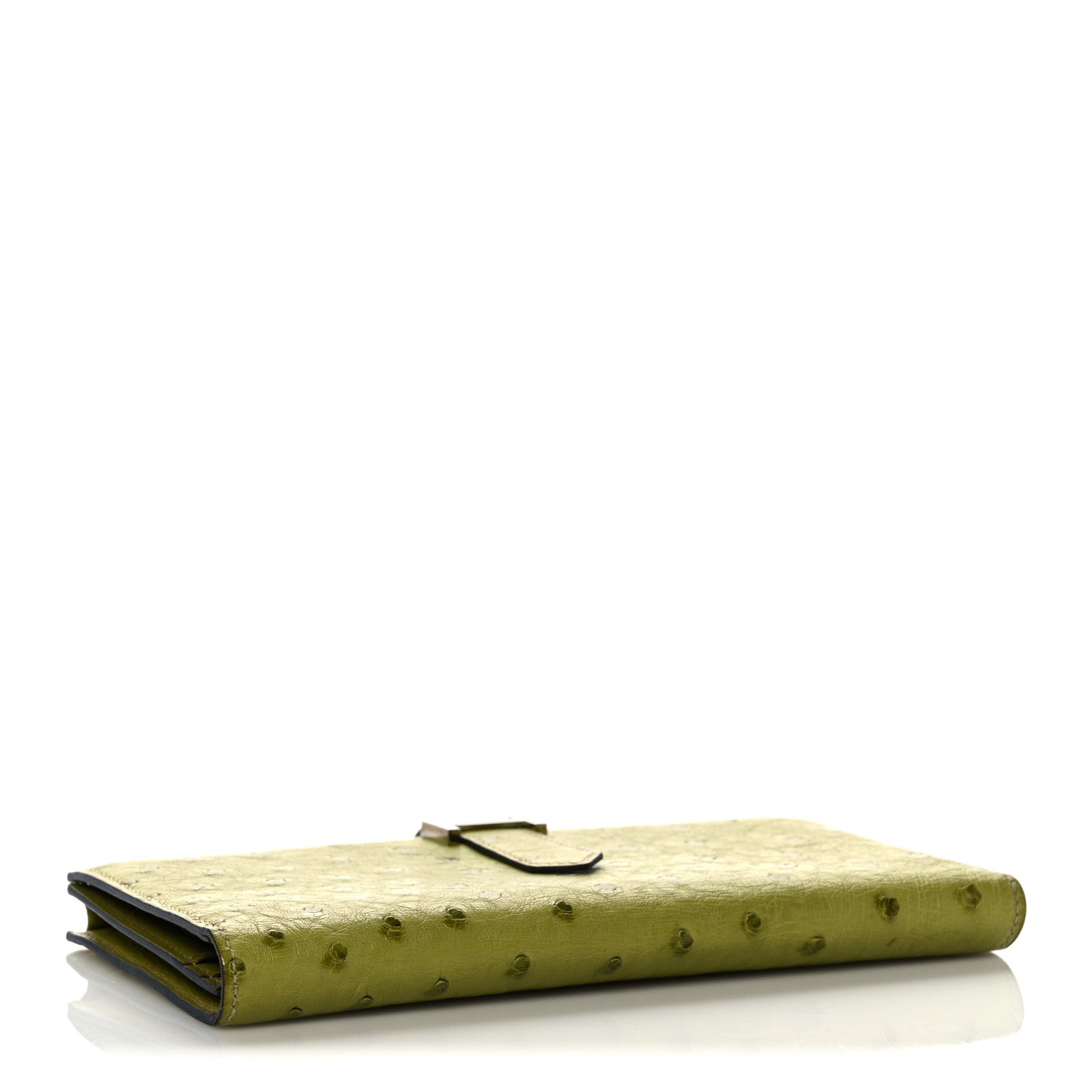 Hermes Ostrich Bearn Gusset Wallet Vert Anis 4 of 12