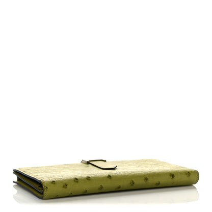 Hermes Ostrich Bearn Gusset Wallet Vert Anis 4 of 12