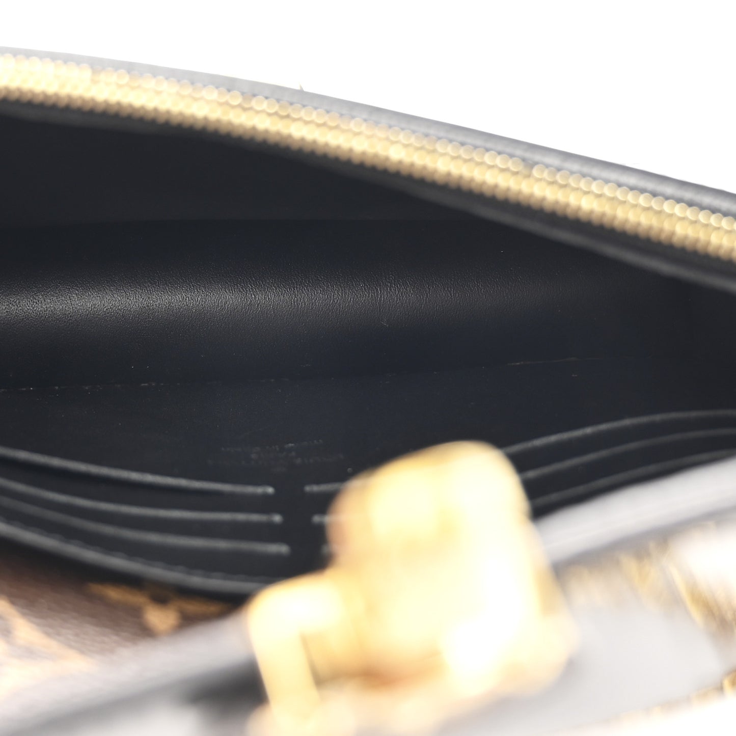 Patent Calfskin Monogram Cherrywood Chain Wallet Black