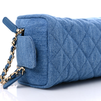 Chanel Denim Quilted Toiletry Case Blue 8 of 10