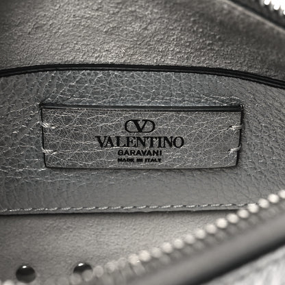 Valentino Garavani Metallic Pebbled Calfskin Small Rockstud Flip Lock Shoulder Bag Silver 6 of 9