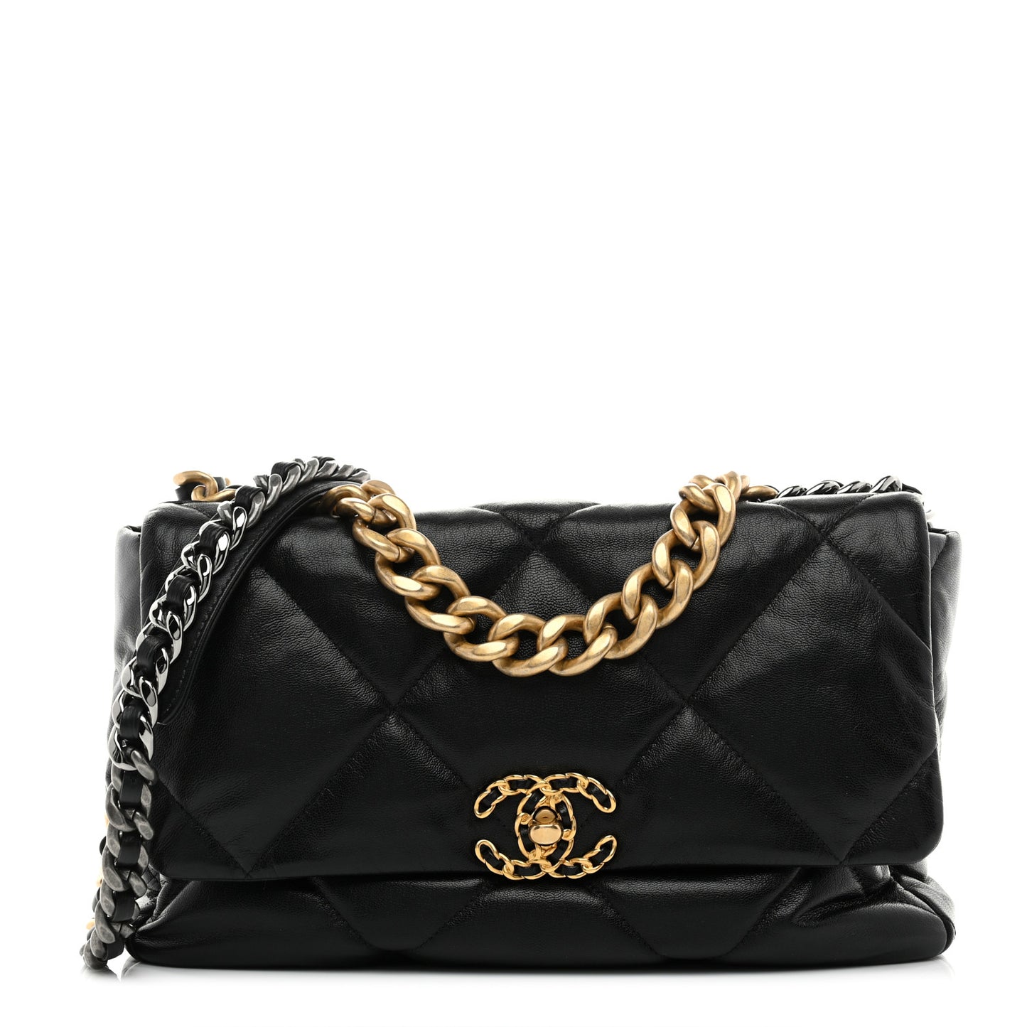 Goatskin Quilted Large Chanel 19 Flap Black