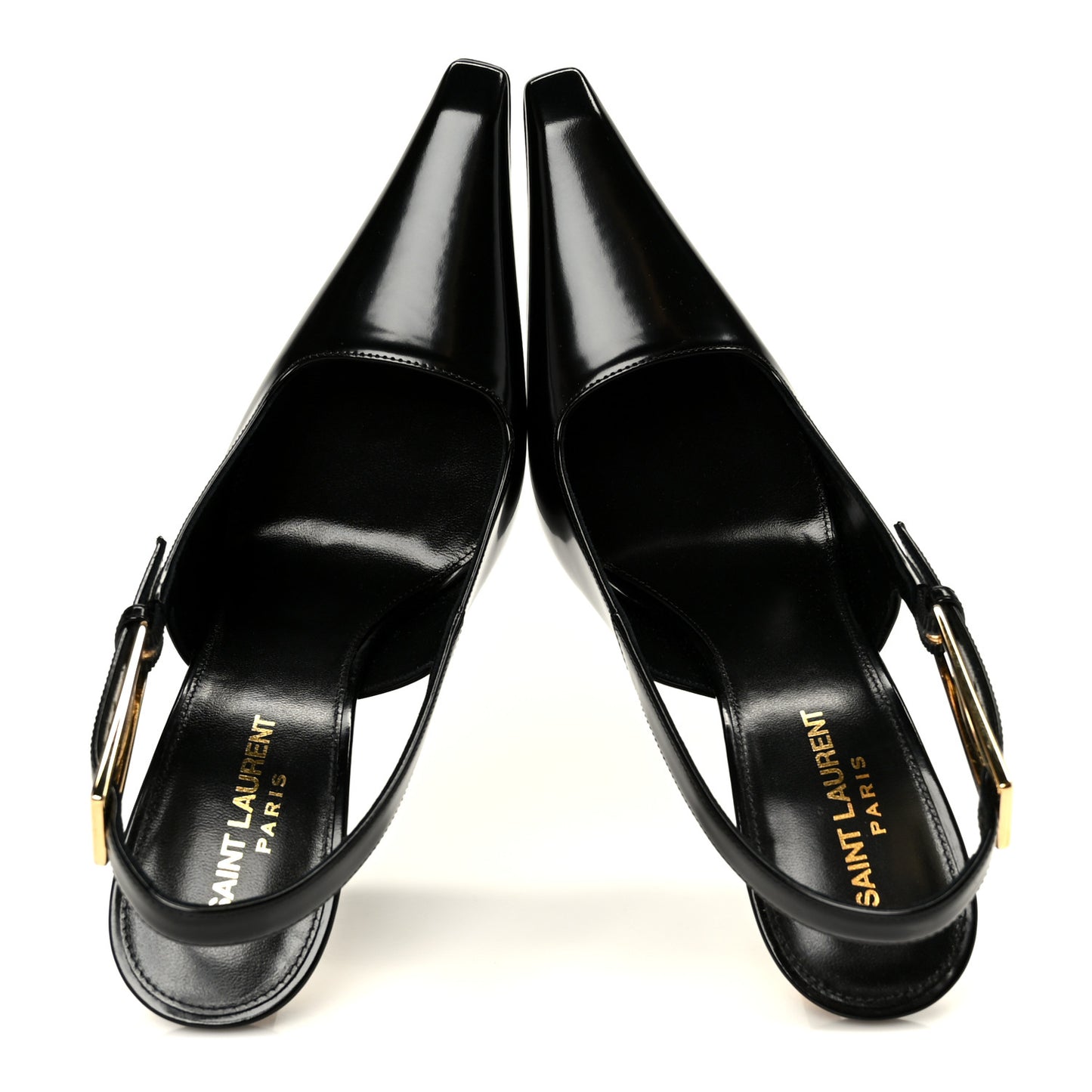 Glazed Calfskin Lee Slingback Pumps 38.5 Black