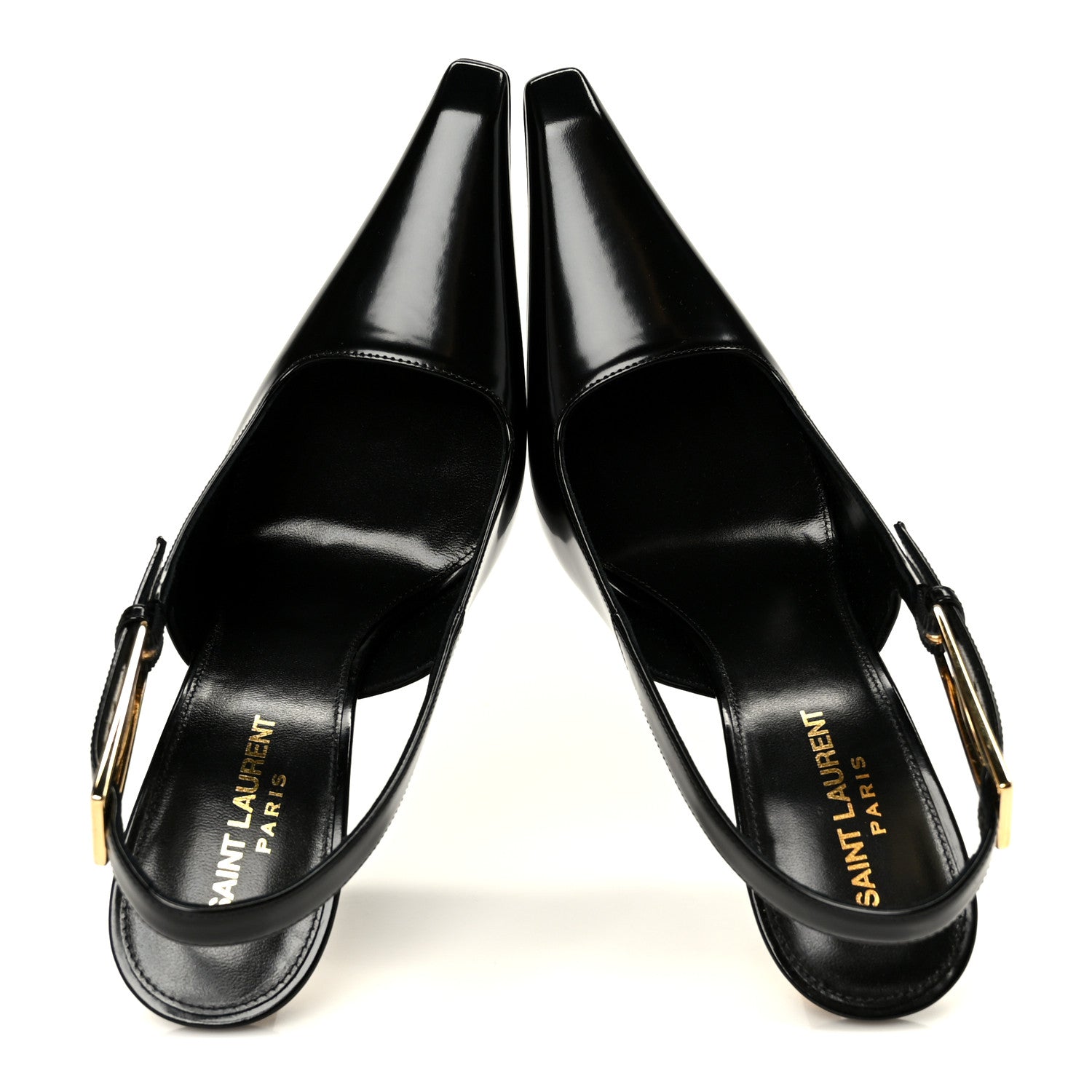 Saint Laurent Glazed Calfskin Lee Slingback Pumps 38.5 Black 2 of 10