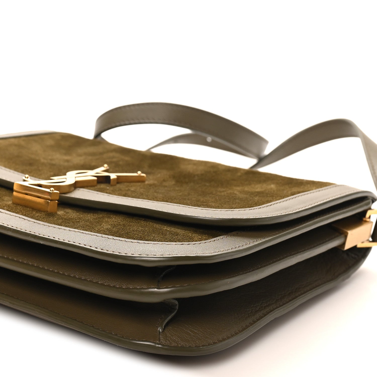 Saint Laurent Suede Smooth Calfskin Monogram Medium Solferino Soft