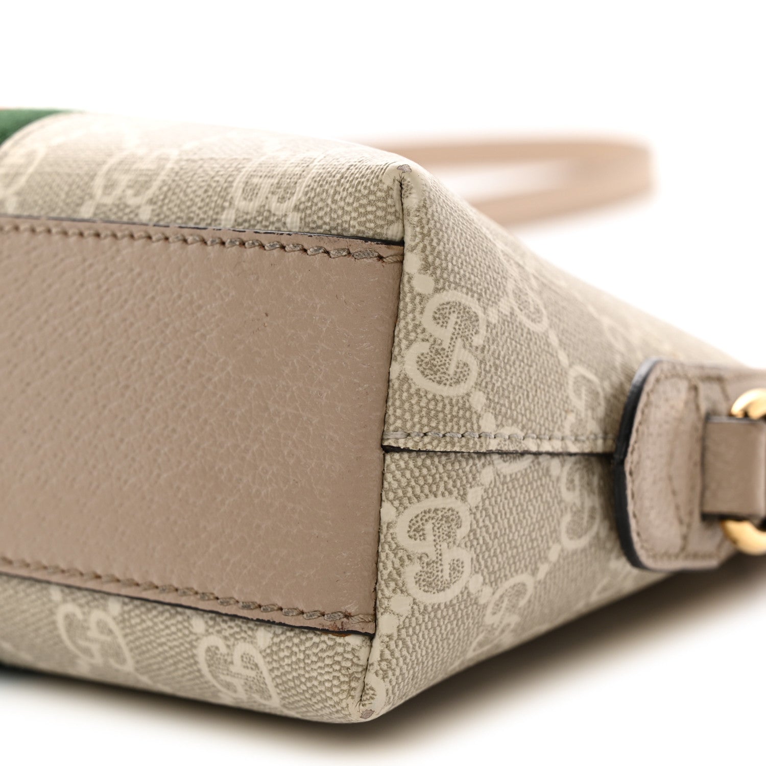 Gucci GG Supreme Monogram Textured Dollar Calfskin Web Small Ophidia Dome Shoulder Beige Mystic White Oatmeal 10 of 14