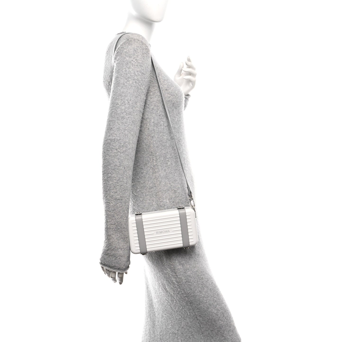 Gloss Polycarbonate Personal Cross-Body Bag White Grey