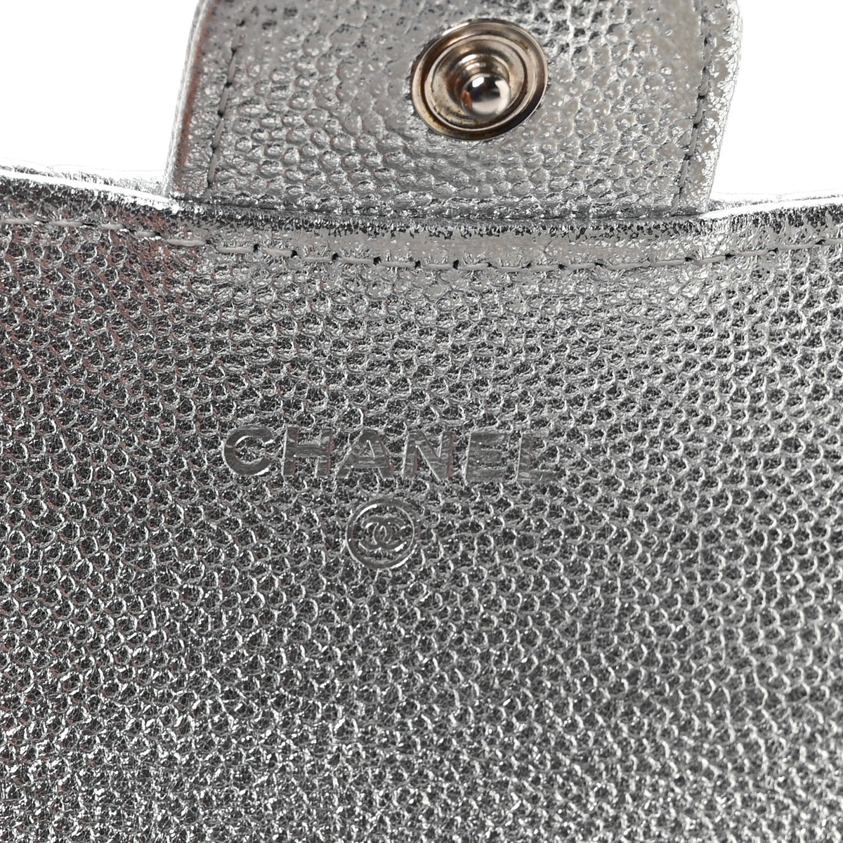 Chanel Metallic Caviar Quilted Flap Card Holder Wallet Silvery 6 of 8