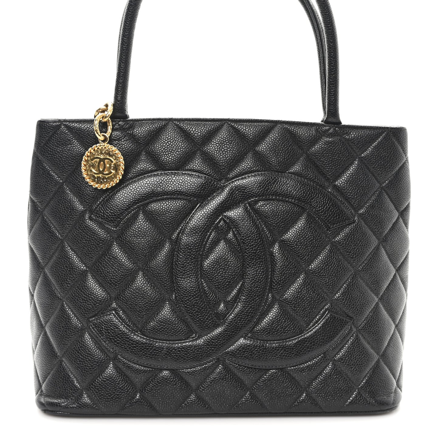 Caviar Quilted Medallion Tote Black
