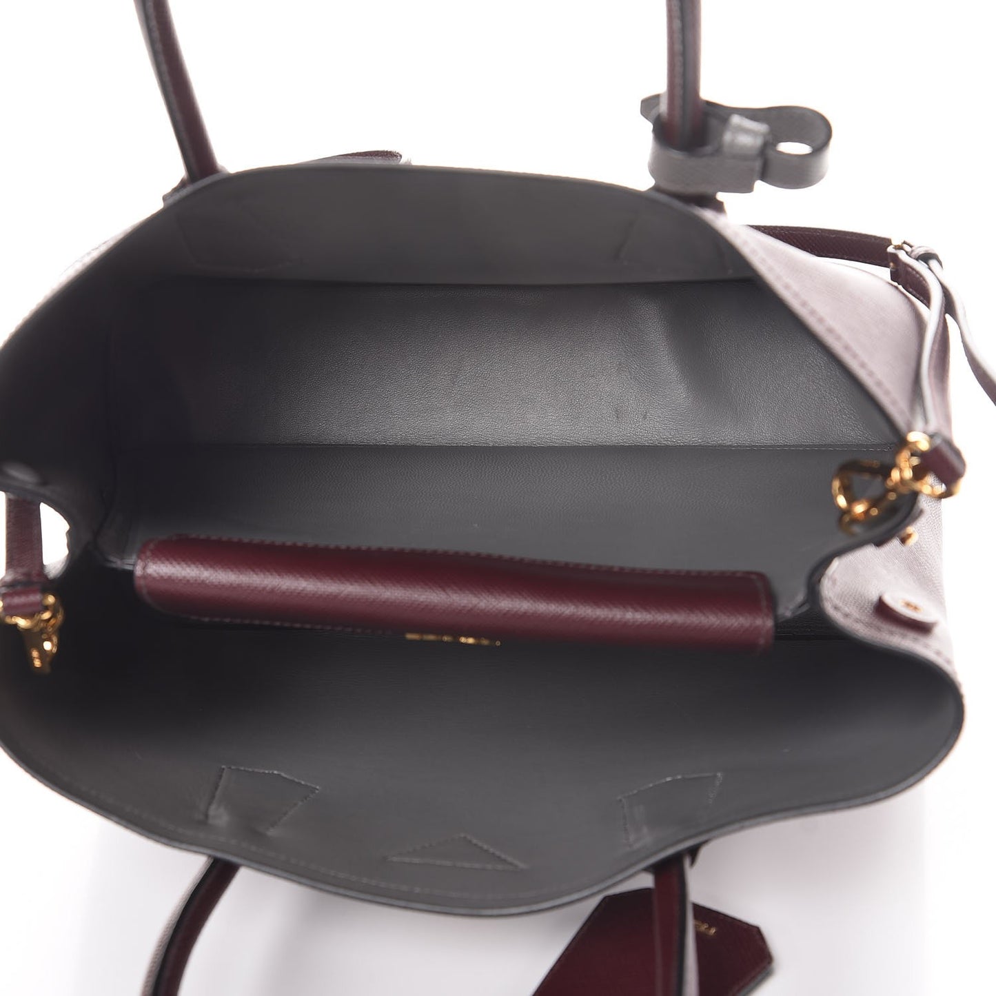 Saffiano Cuir Small Bi-Color Double Bag Granato Marmo