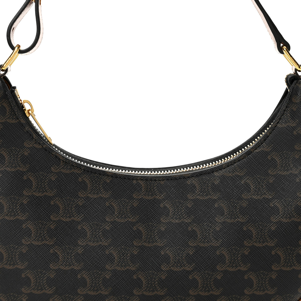Celine Triomphe Canvas Calfskin Ava Shoulder Bag Tan 9 of 12