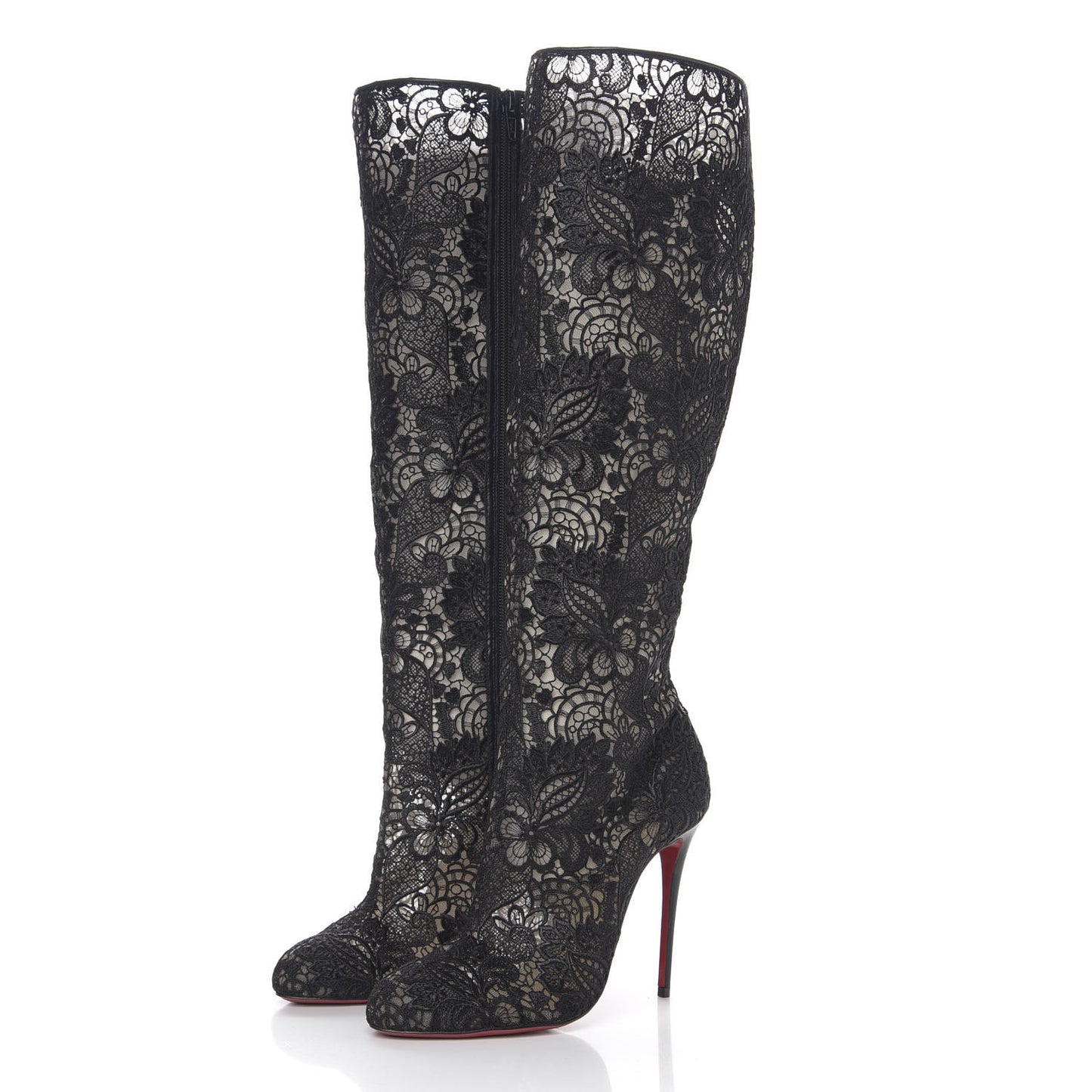 Mesh Guipure Wax Lace Kid Tennissina 100 Tall Boots 38.5 Black