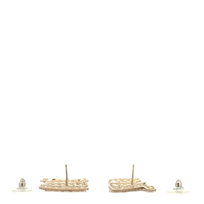 Chanel Crystal Cha-Nel Logo Drop Earrings Gold 3 of 4