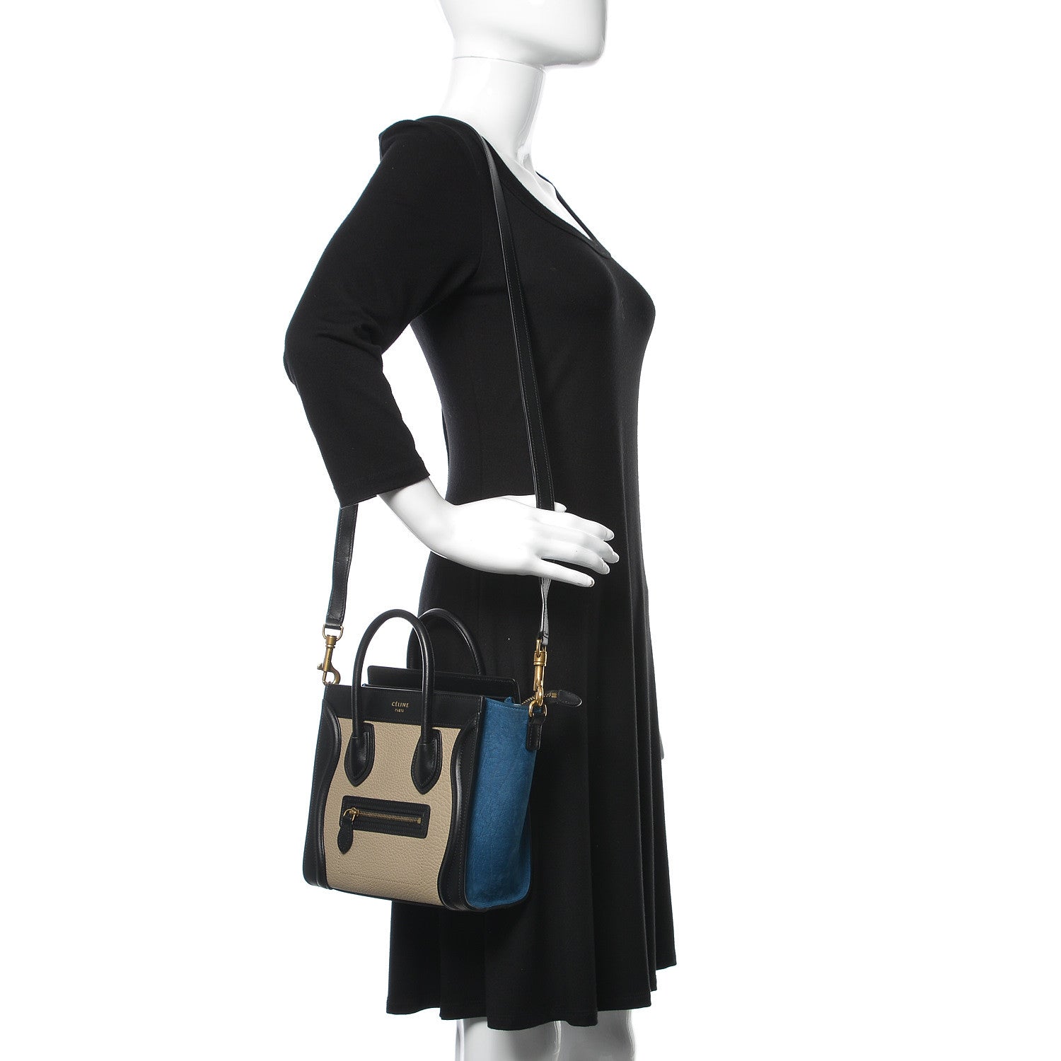 Celine Bullhide Calfskin Nano Tri-Color Luggage Light Taupe 2 of 10