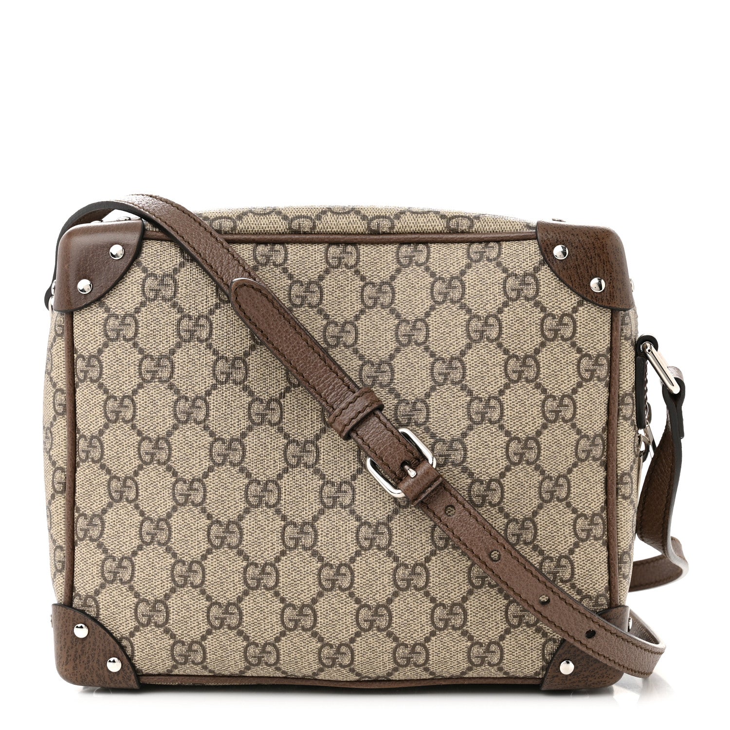 Gucci GG Supreme Monogram Textured Calfskin Square Messenger Bag Beige Ebony New Acero 1 of 10