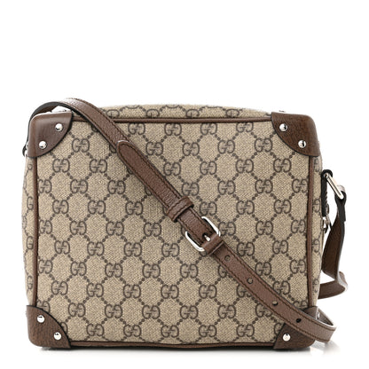 Gucci GG Supreme Monogram Textured Calfskin Square Messenger Bag Beige Ebony New Acero 1 of 10