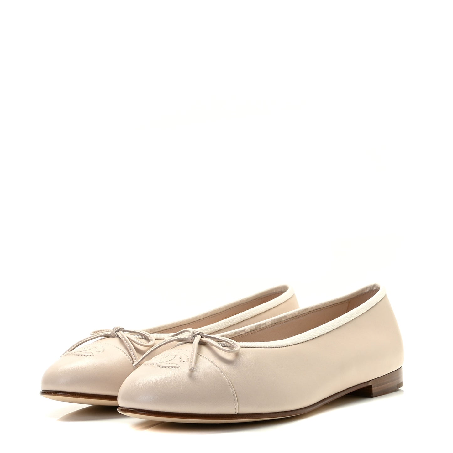 Lambskin Cap Toe CC Ballerina Flats 40 Light Pink