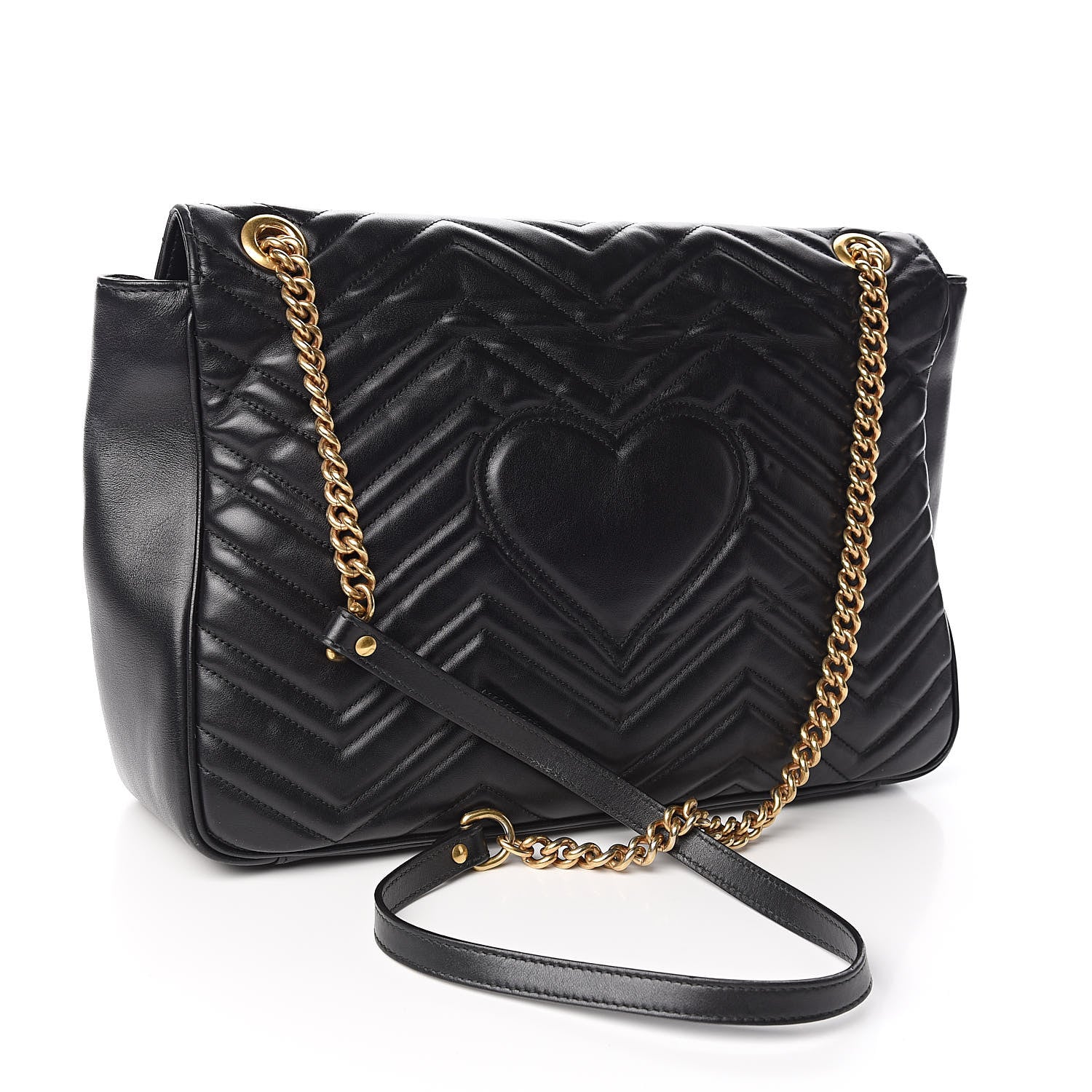 Gucci Calfskin Matelasse Large GG Marmont Shoulder Bag Black 3 of 14