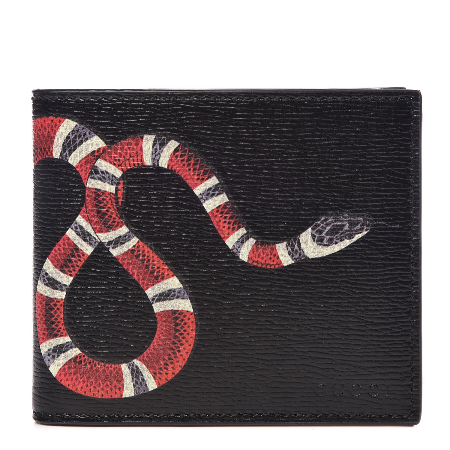 Gucci Shangai Calfskin Kingsnake Bi-Fold Wallet Black 1 of 8