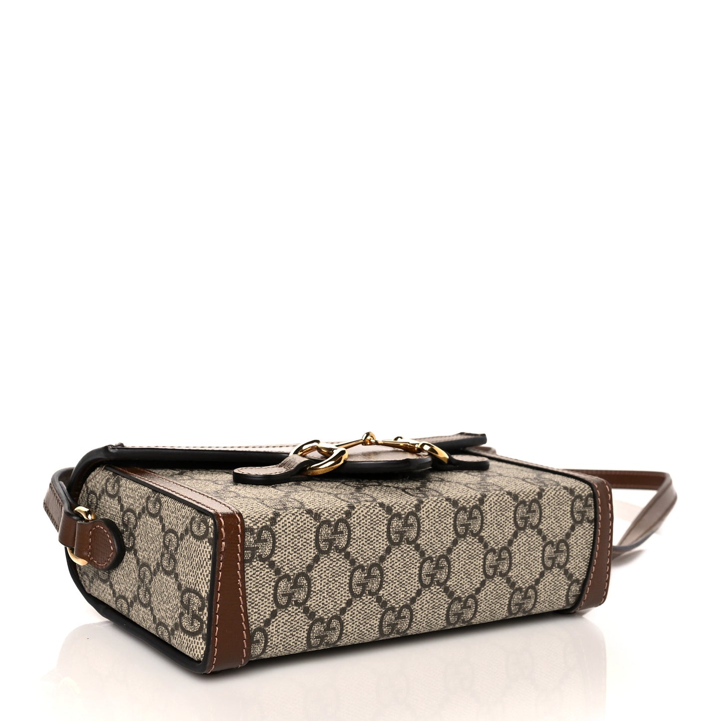 GG Supreme Monogram Mini Horsebit 1955 Shoulder Bag Beige Brown Sugar