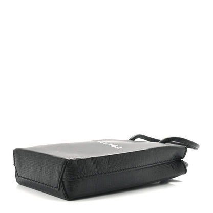 Balenciaga Squared Calfskin Logo Shopping Phone Holder Bag Black 9 of 11
