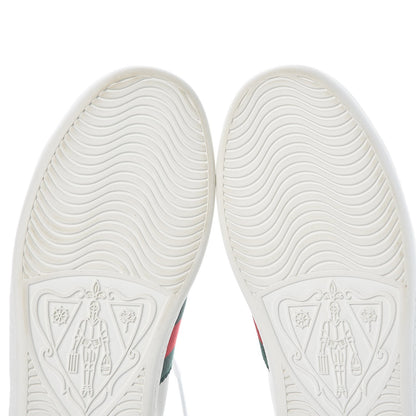 Gucci Calfskin Ayers Bee Embroidered Ace Sneakers 34.5 White Green 8 of 10
