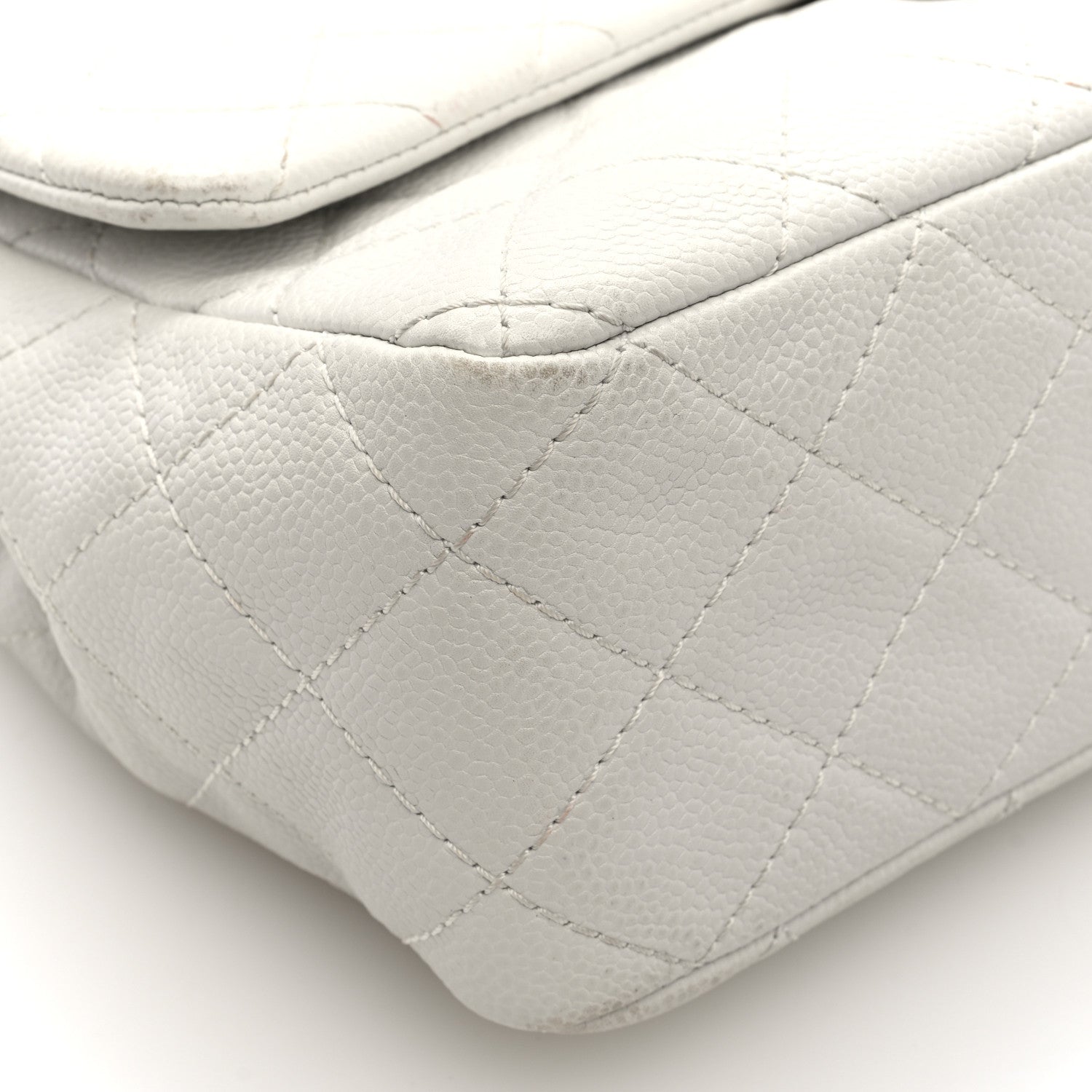 Chanel Caviar Quilted Jumbo Single Flap White 9 of 10