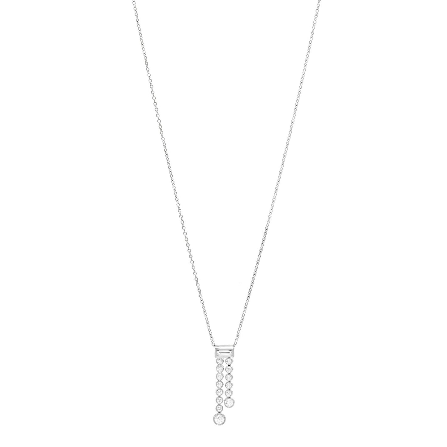 Platinum Diamond Jazz Double Drop Pendant Necklace