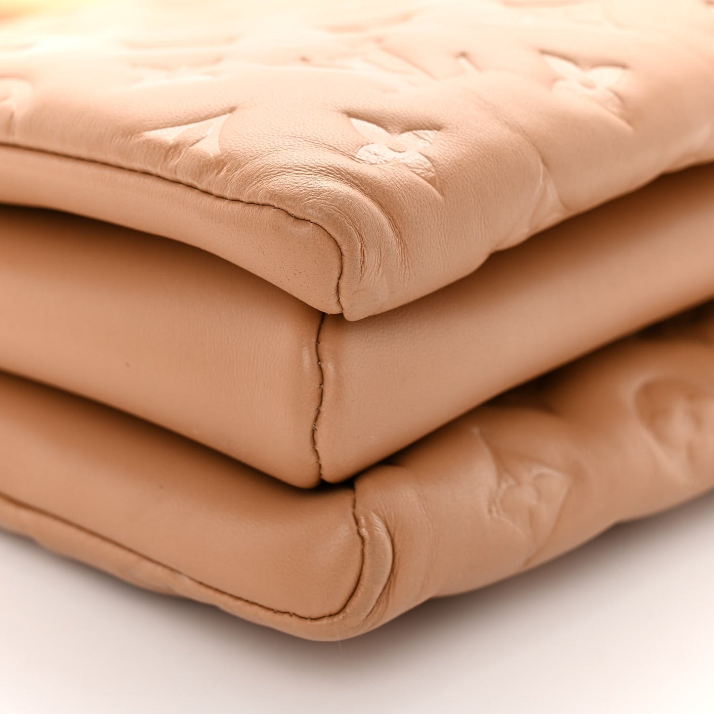 Lambskin Embossed Monogram Coussin PM Camel