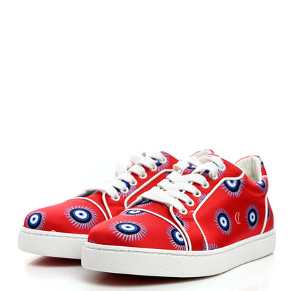 Christian Louboutin Crepe Satin Nappa Womens Vieira Orlato Flat Sneakers 38 Bianco Multi 3 of 8