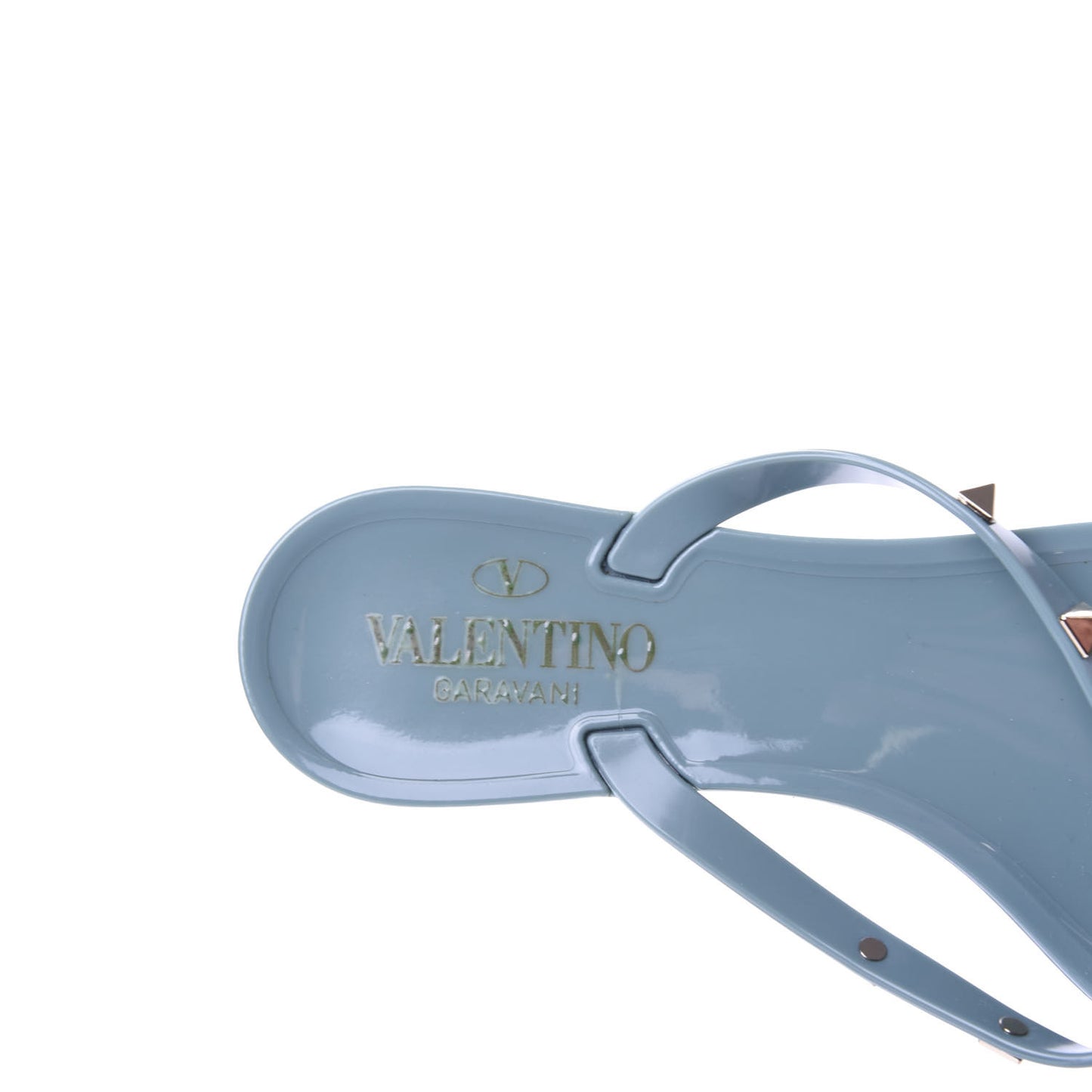 PVC Jelly Rockstud Bow Thong Sandals 37 Aqua