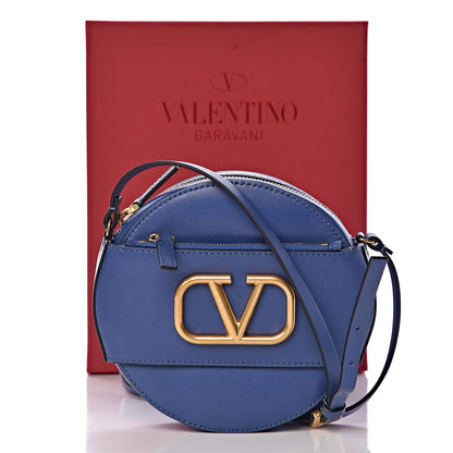 Valentino Garavani Calfskin VLogo Round Crossbody Bag Blue 10 of 10