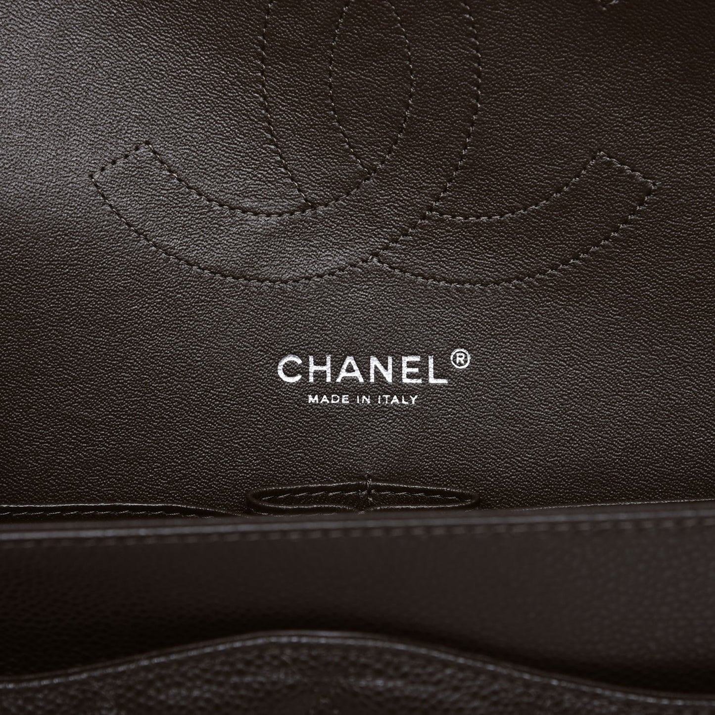 Caviar Quilted Jumbo Double Flap Dark Brown