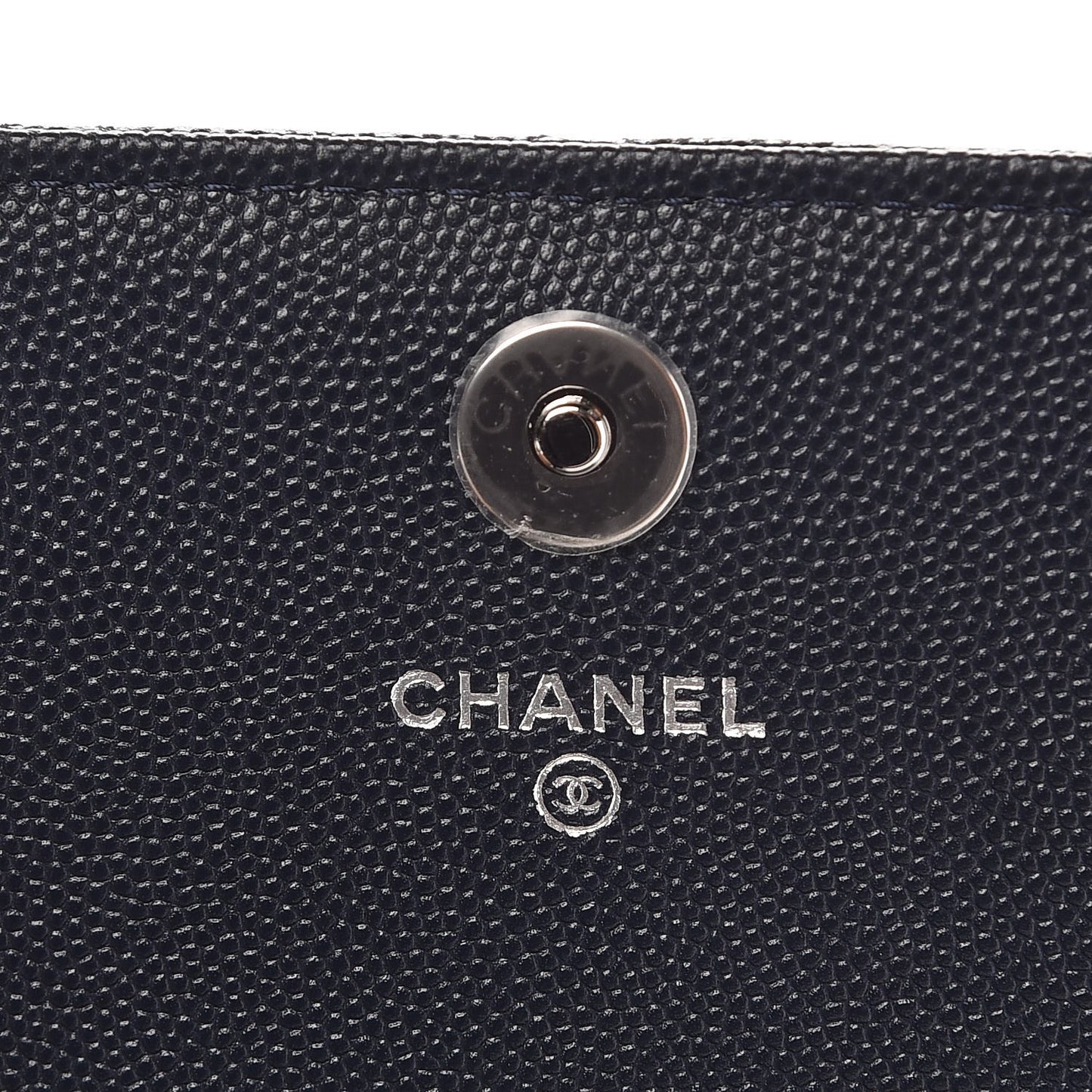 Caviar Quilted Square Wallet On Chain WOC Navy