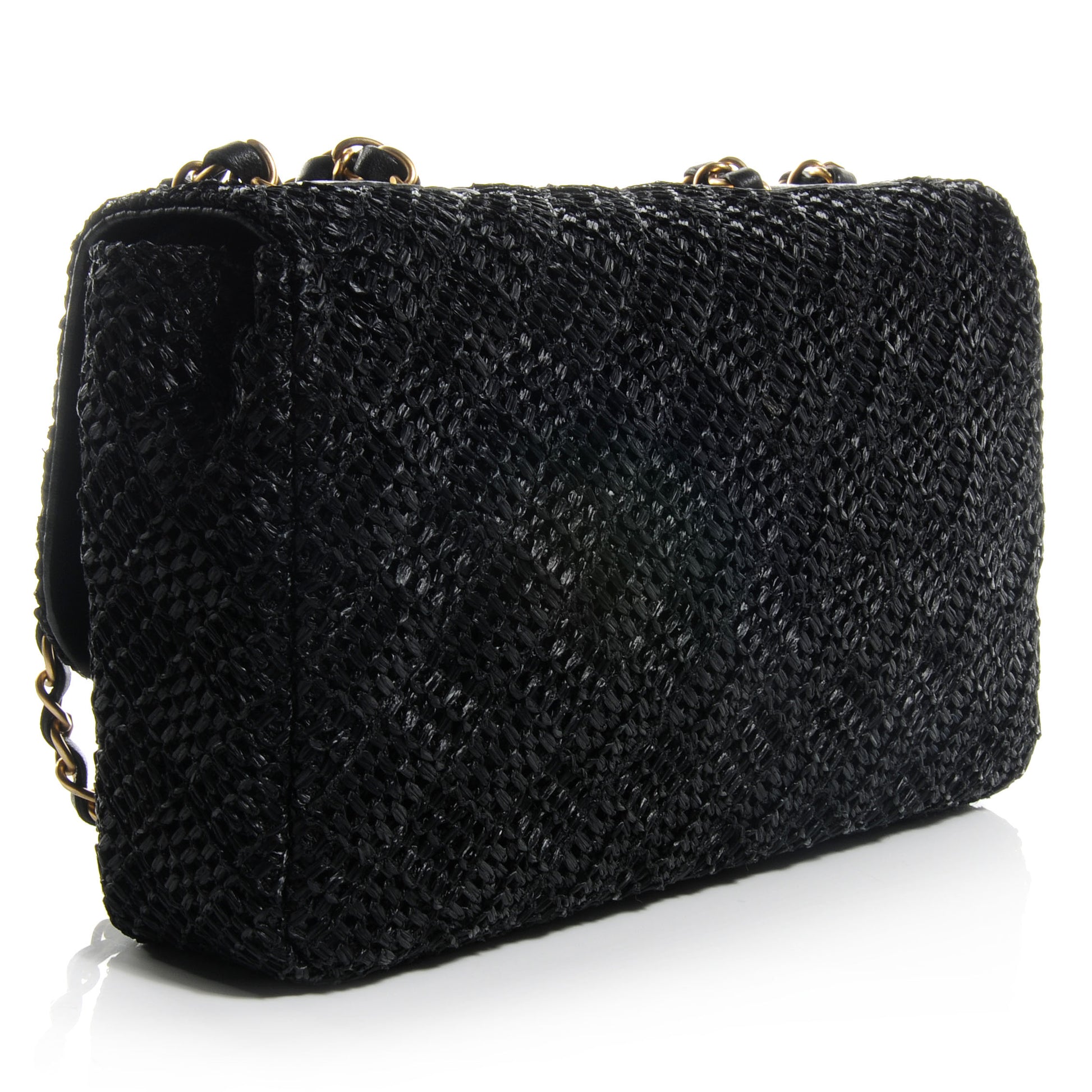 Chanel Woven Nylon Medium Flap Black 3 of 9