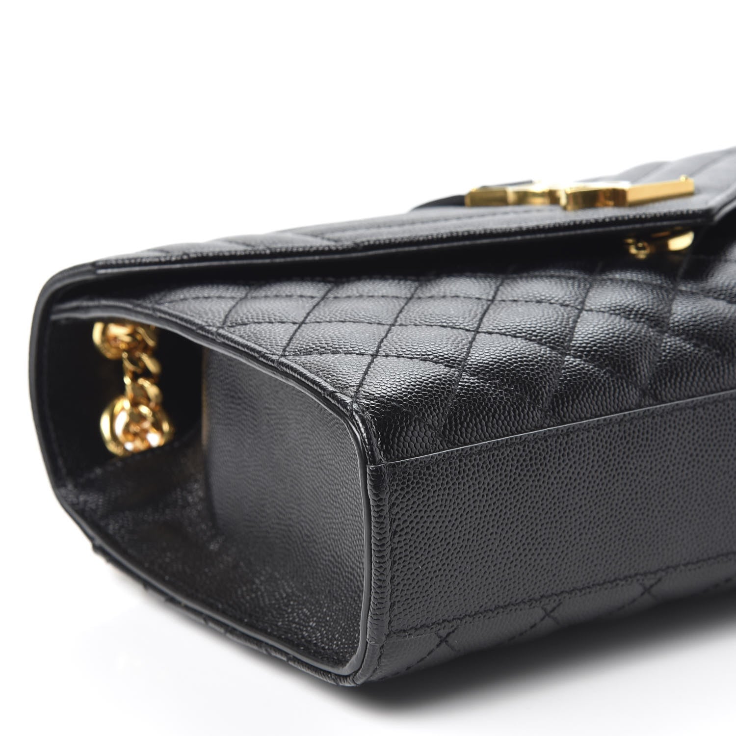 Saint Laurent Grain De Poudre Textured Mixed Matelasse Triquilt Medium Monogram Satchel Black 5 of 9