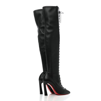 Christian Louboutin Calfskin Anjel Alta 100 Over the Knee Boots 37.5 Black 4 of 7