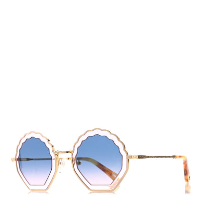 Chloe Scalloped Sunglasses CE147S Gold Blue Pink 1 of 7