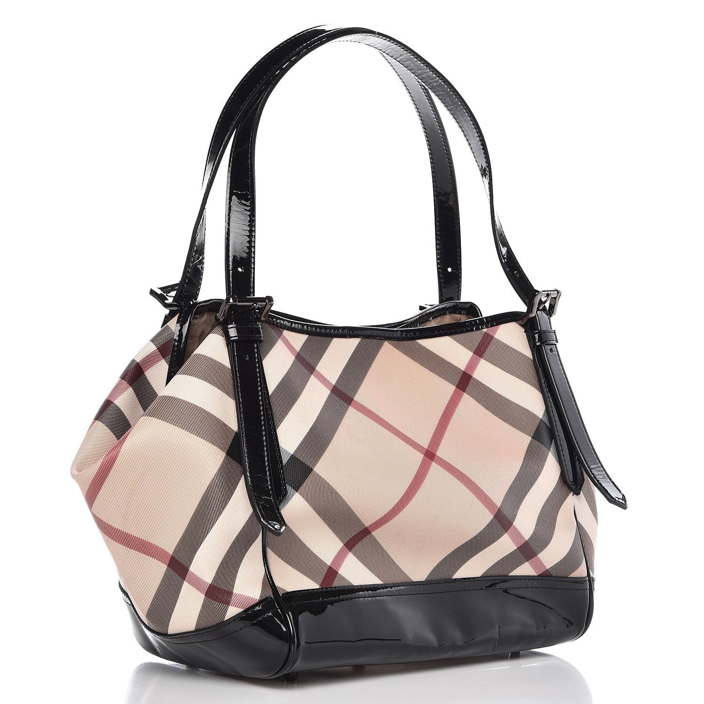 Patent Nova Check Small Tote Black