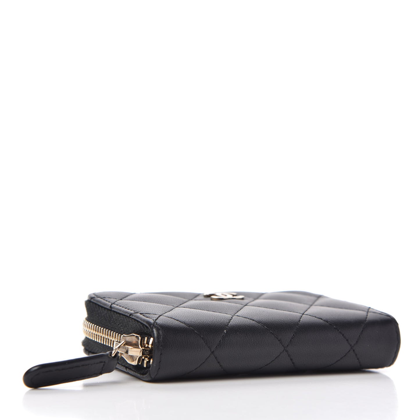 Lambskin Quilted Zip Coin Purse Black