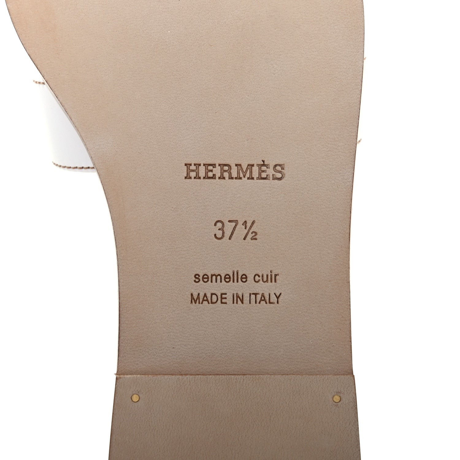 Hermes Box Calfskin Oran Sandals 37.5 White 7 of 9
