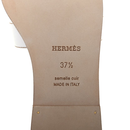 Hermes Box Calfskin Oran Sandals 37.5 White 7 of 9