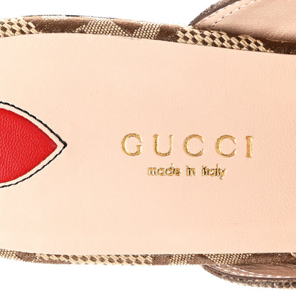 Gucci Monogram Jumbo GG Malaga Kid Womens Princetown Slippers 39 Camel Ebony New Acero Beige 7 of 8