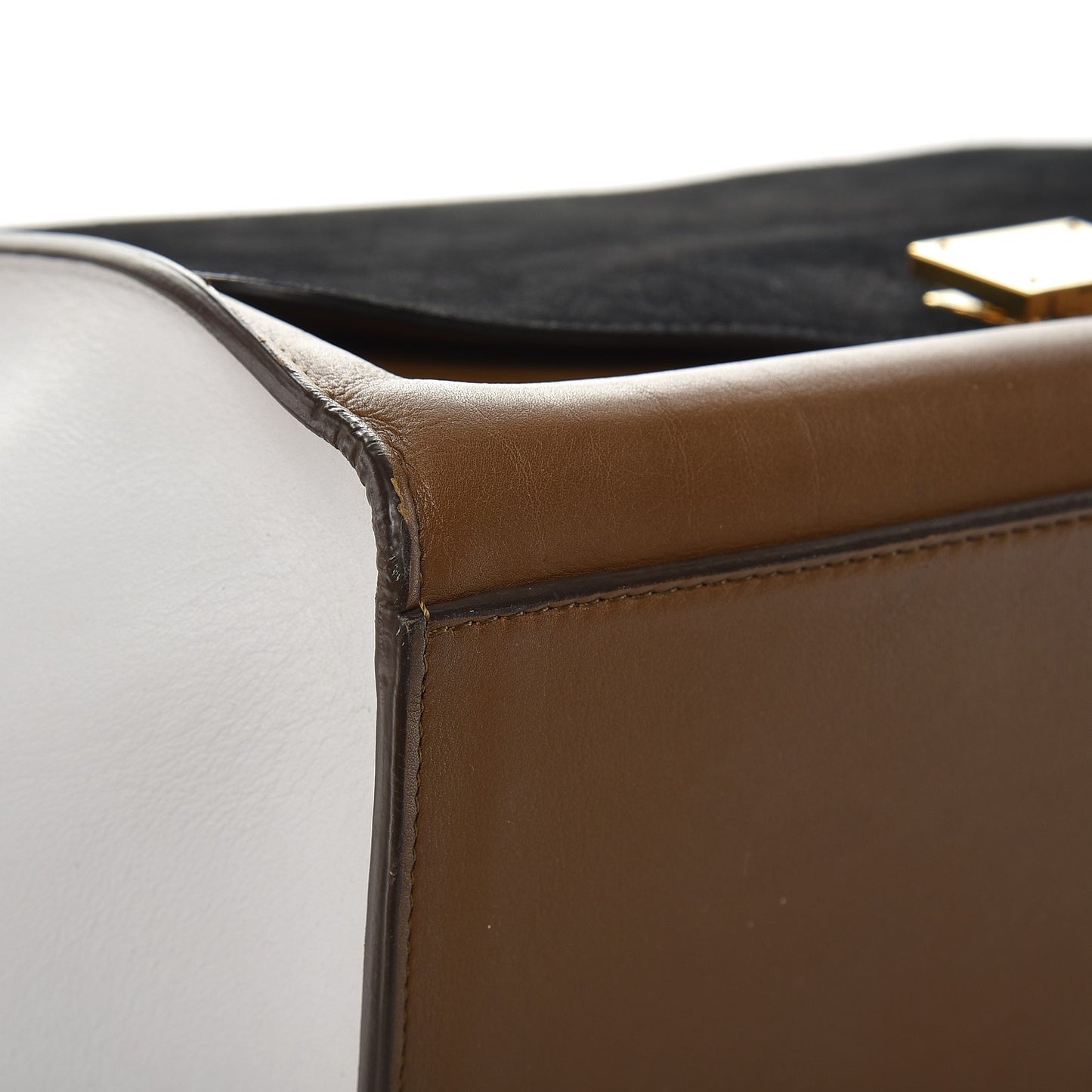 Smooth Calfskin Suede Large Tri-color Trapeze Black