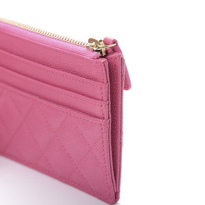 Chanel Caviar Quilted CC Zip Card Holder Pink 9 of 10