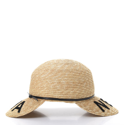 Chanel Straw Lambskin Logo Cap S Beige Black 3 of 7