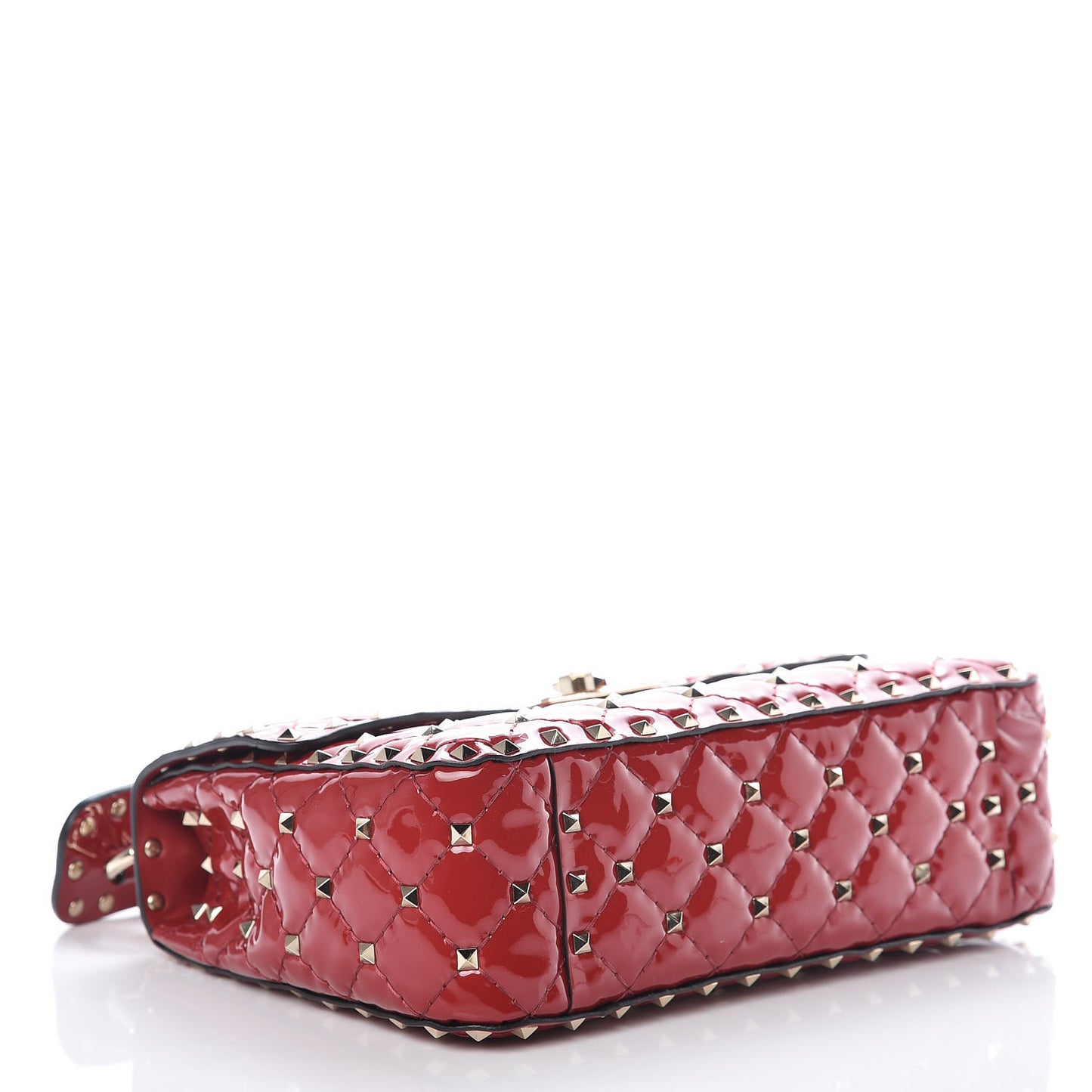 Patent Medium Rockstud Spike Shoulder Bag Rosso Valentino