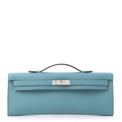 Hermes Swift Kelly Cut Clutch Pochette Bleu Paon 1 of 9