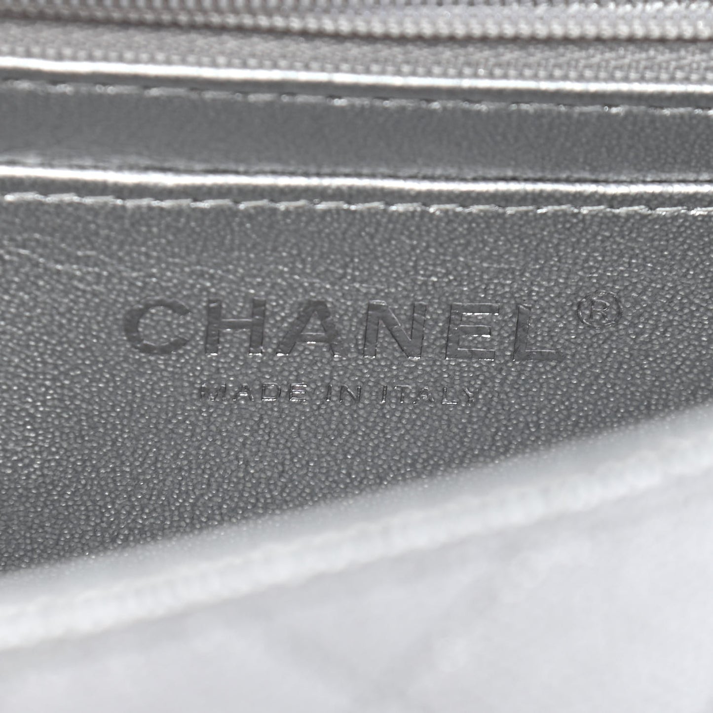 Metallic Caviar Quilted Mini Top Handle Rectangular Flap Silver