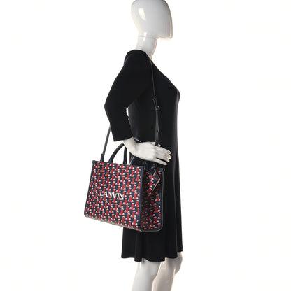 Lanvin Calfskin Canvas 3D JL Printed In & Out Tote Red 2 of 10